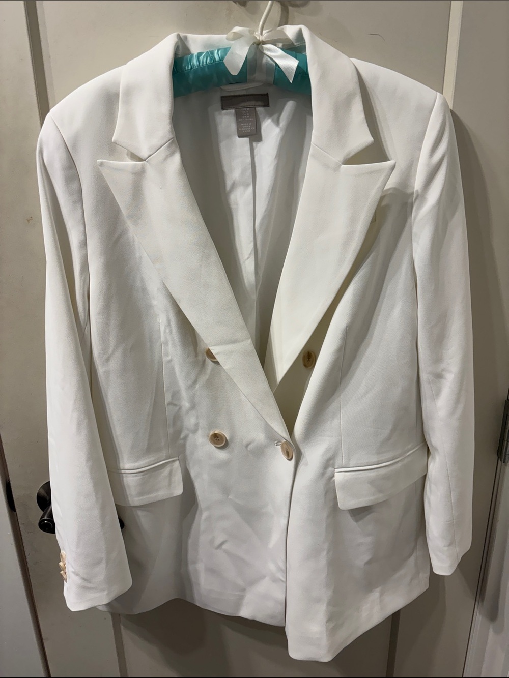 H&M Women’s Double-Breasted Cream Lined Blazer